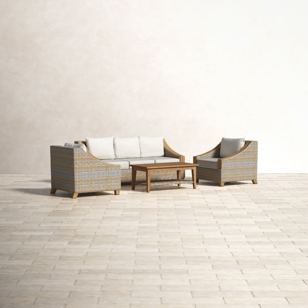 Carlton 4 Piece Rattan Sofa Seating Group with Sunbrella Cushions